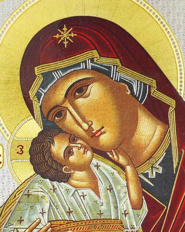 Ikone 15x 20 cm Madonna Glykophilousa Golddruck